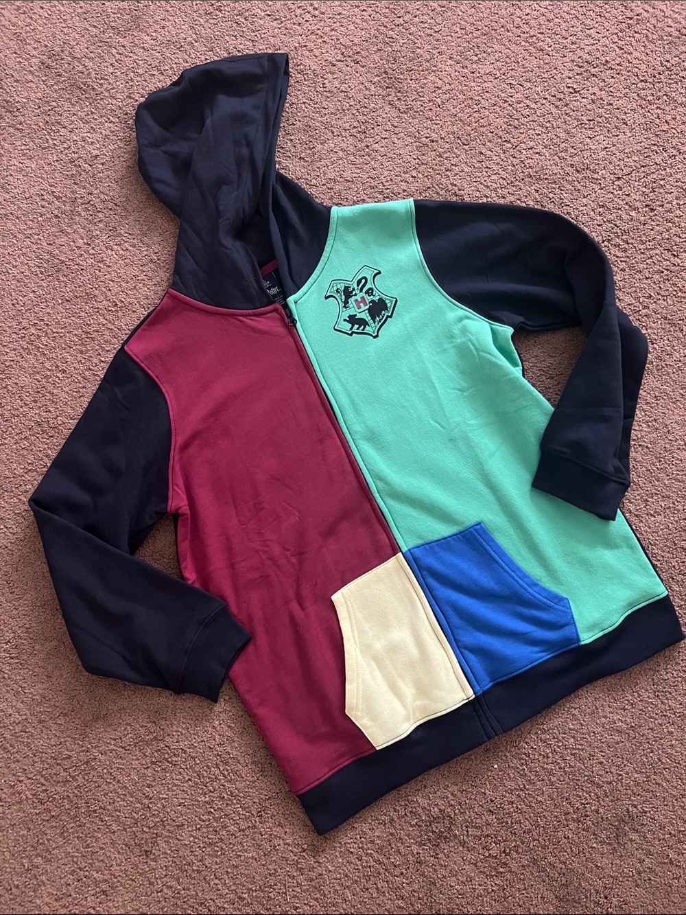 Kids Colorblock Harry Potter Zip-Up Hoodie - Burgundy, Mint & Black
